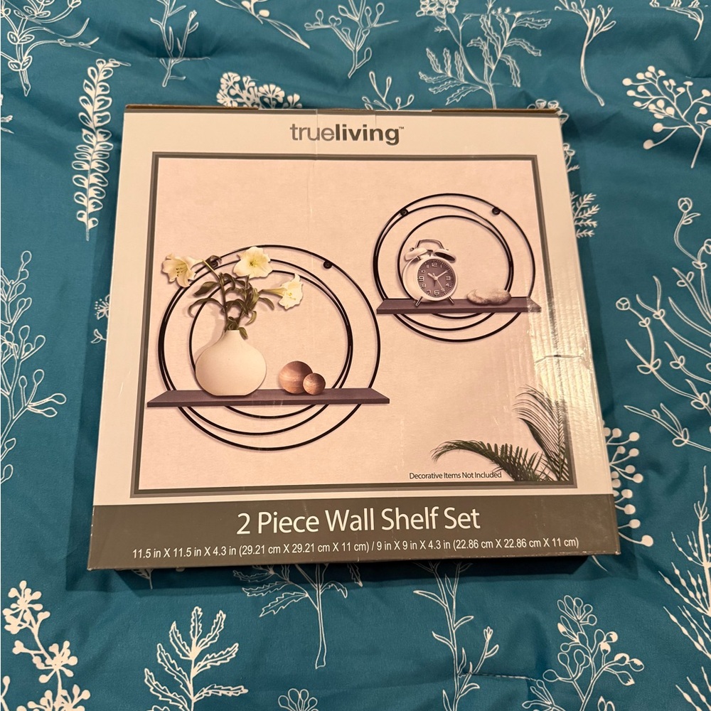 trueliving 2 piece wall shelf set round